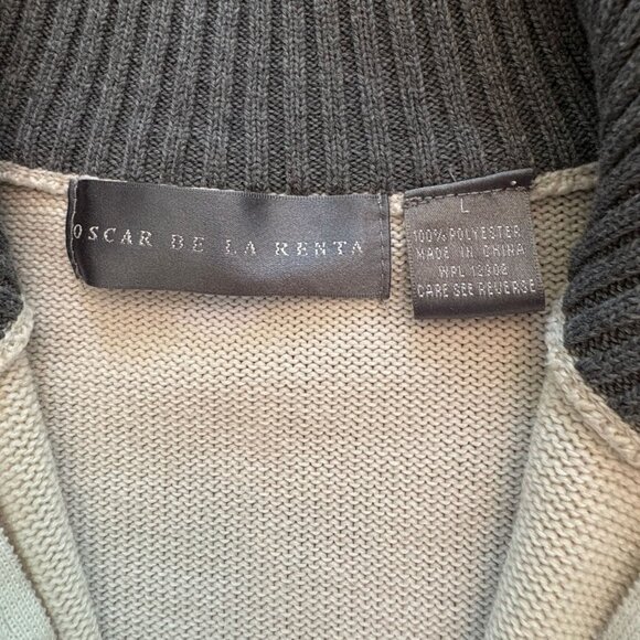 MENS OSCAR DE LA RENTA QUARTER ZIP ARGYLE SWEATER; SIZE LARGE - Picture 5 of 6